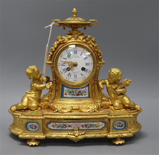 A late 19th century French ormolu striking mantel clock height 31.5cm